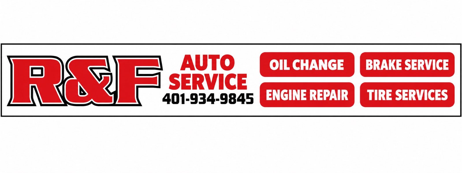 White R&F logo and services layout for the non-illuminated vinyl on Alupanel sign